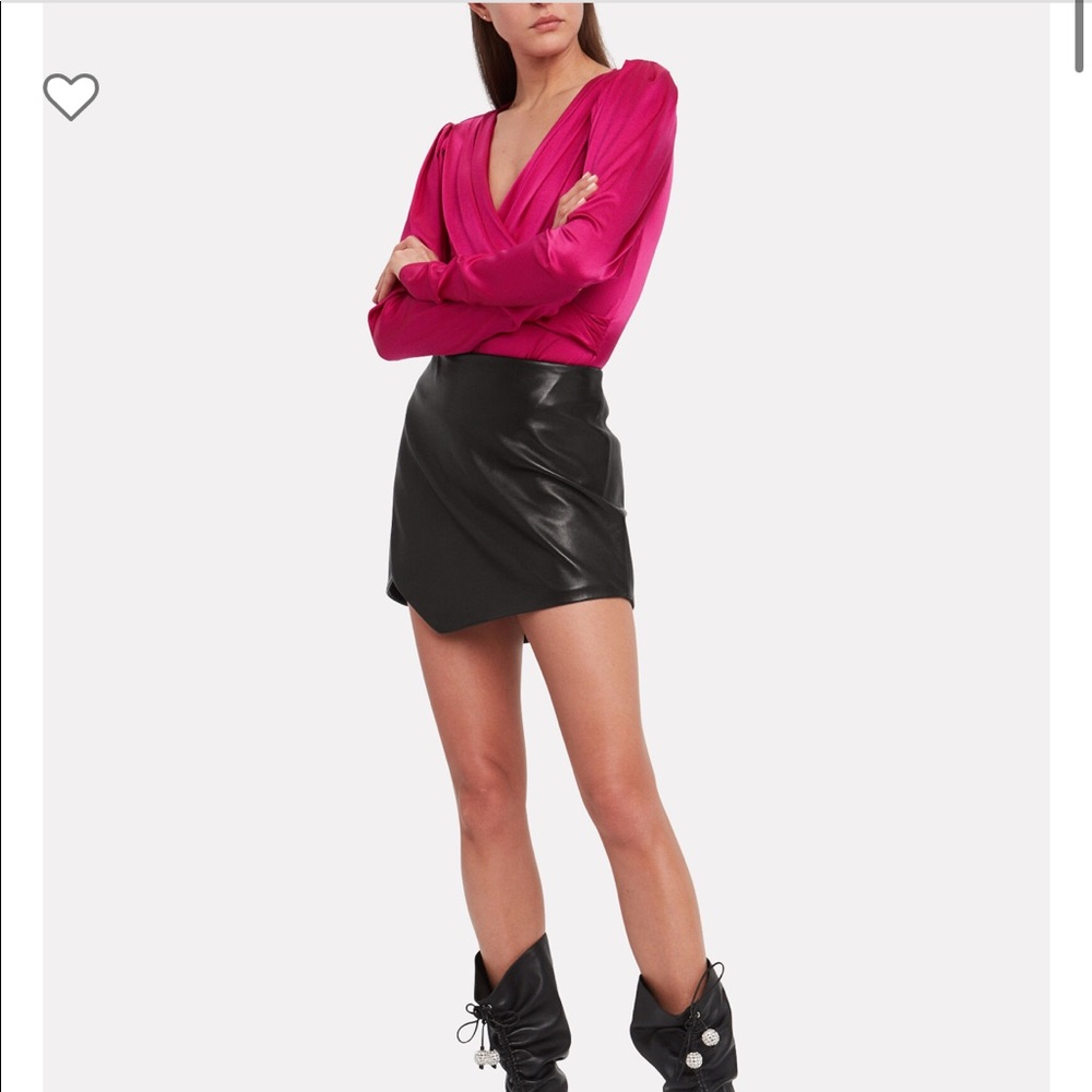 Michelle Mason Leather Mini Skirt New with Tags